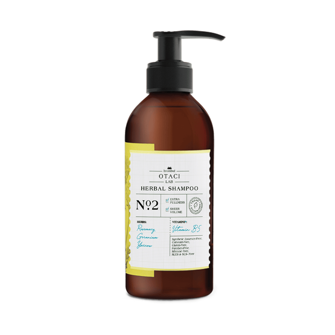 Otaci LAB No:2 Herbal Shampoo | Rosemary & Geranium – Volumizing & Energizing – 250ml - Klearus