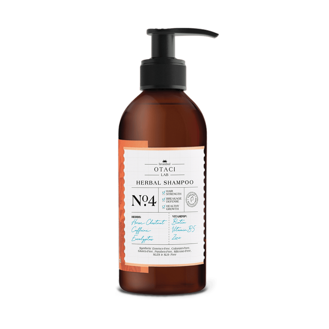 Otaci LAB No:4 Herbal Shampoo | Biotin & Caffeine – Hair Strengthening & Anti - Breakage – 250ml - Klearus